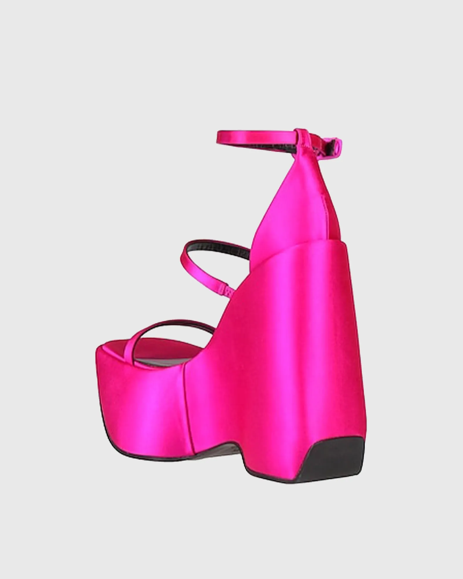 Annetta Satin Strap Platform Sandals In Hot Pink