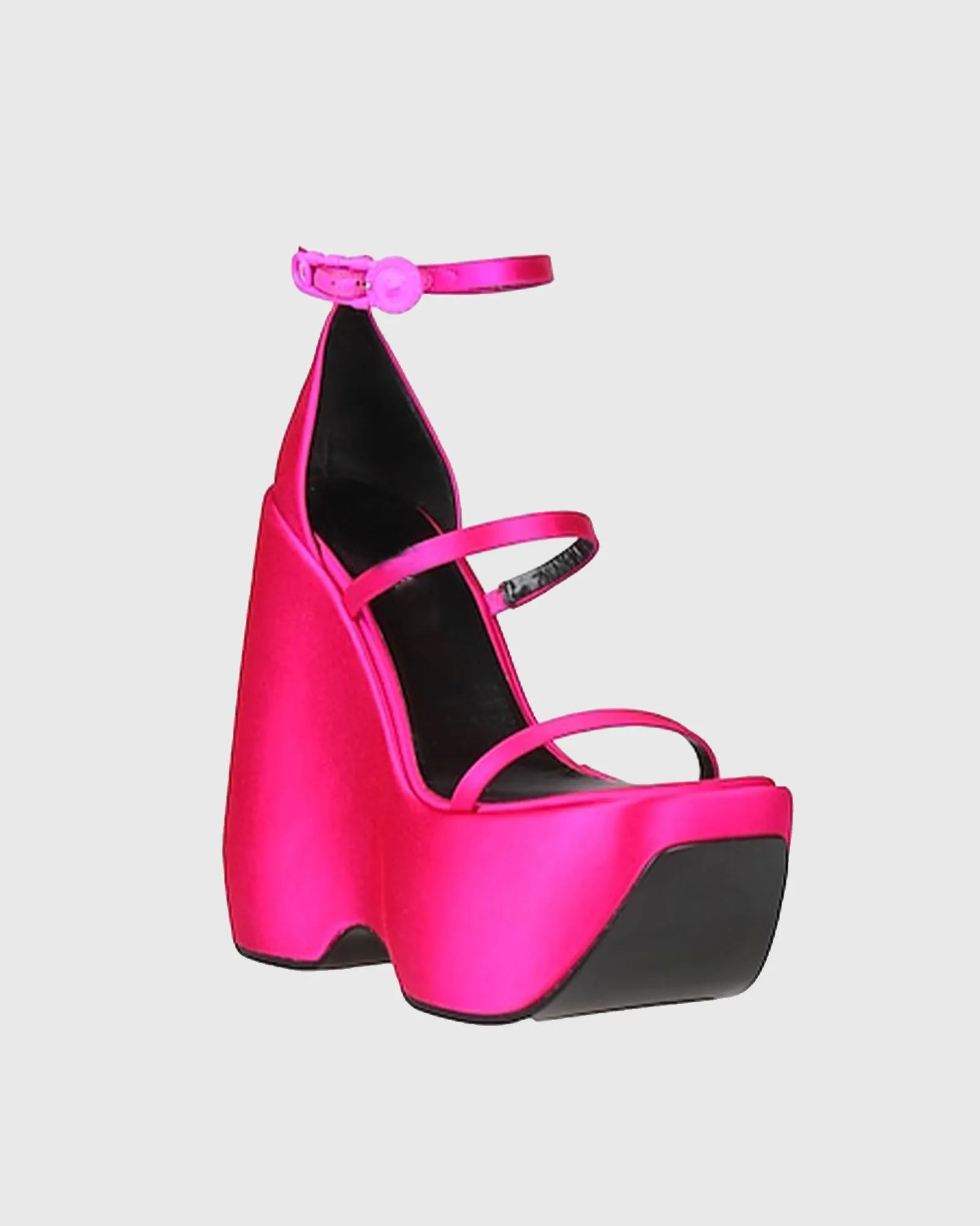 Annetta Satin Strap Platform Sandals In Hot Pink