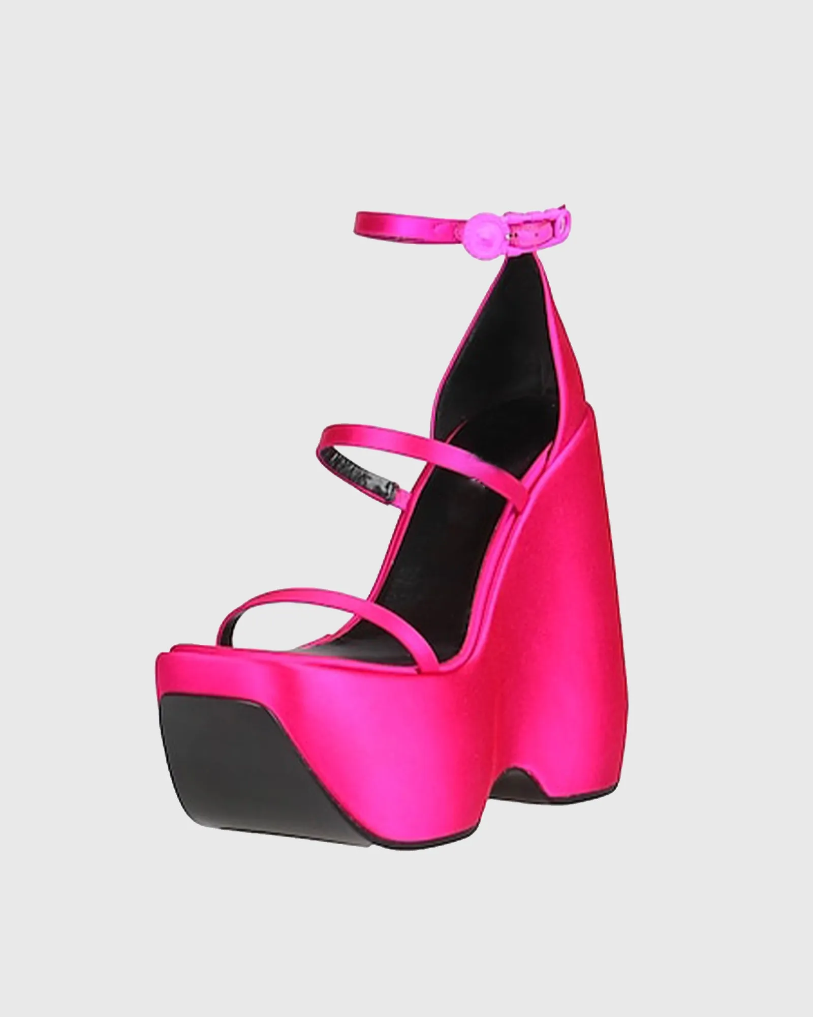 Annetta Satin Strap Platform Sandals In Hot Pink