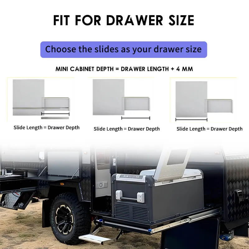AOLISHENG 265lbs Camper Drawer Slides Side Mounted Heavy Duty Drawer Slides With Lock 1 Pair - D2053