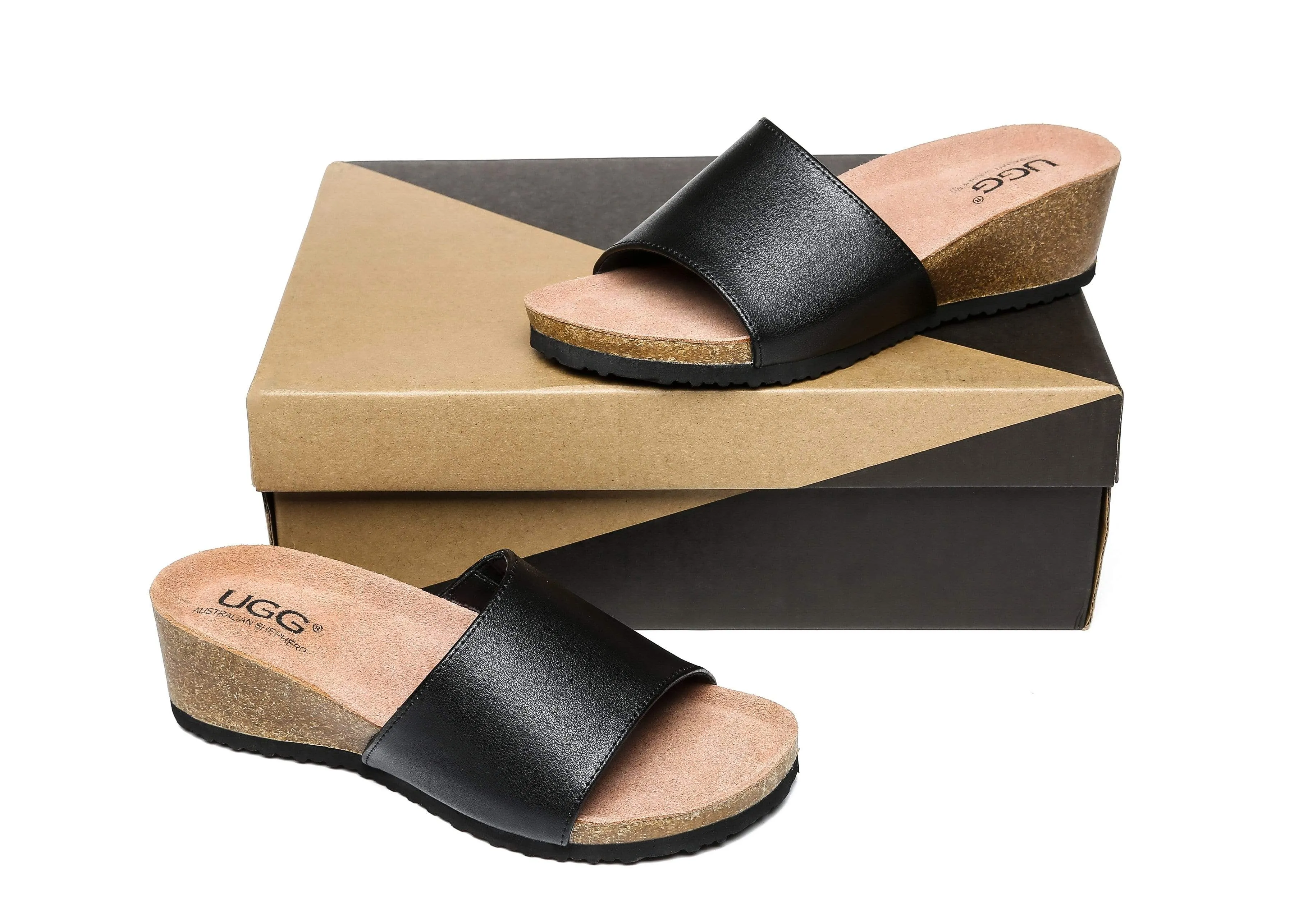 Australian Shepherd® Women Sandals Megan Platform Leather Wedge Slides