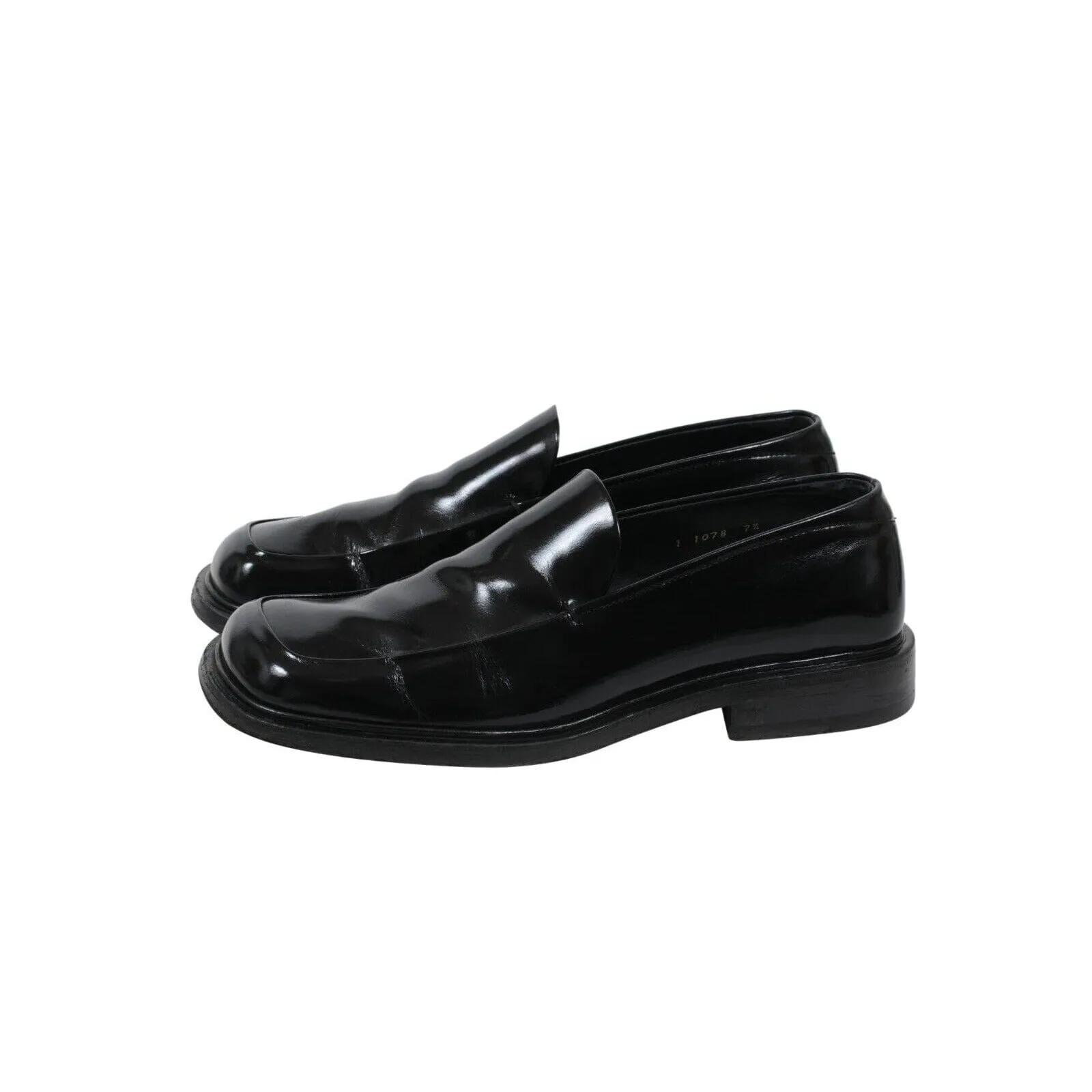 Black Leather Square Toe Vtg Penny Loafers