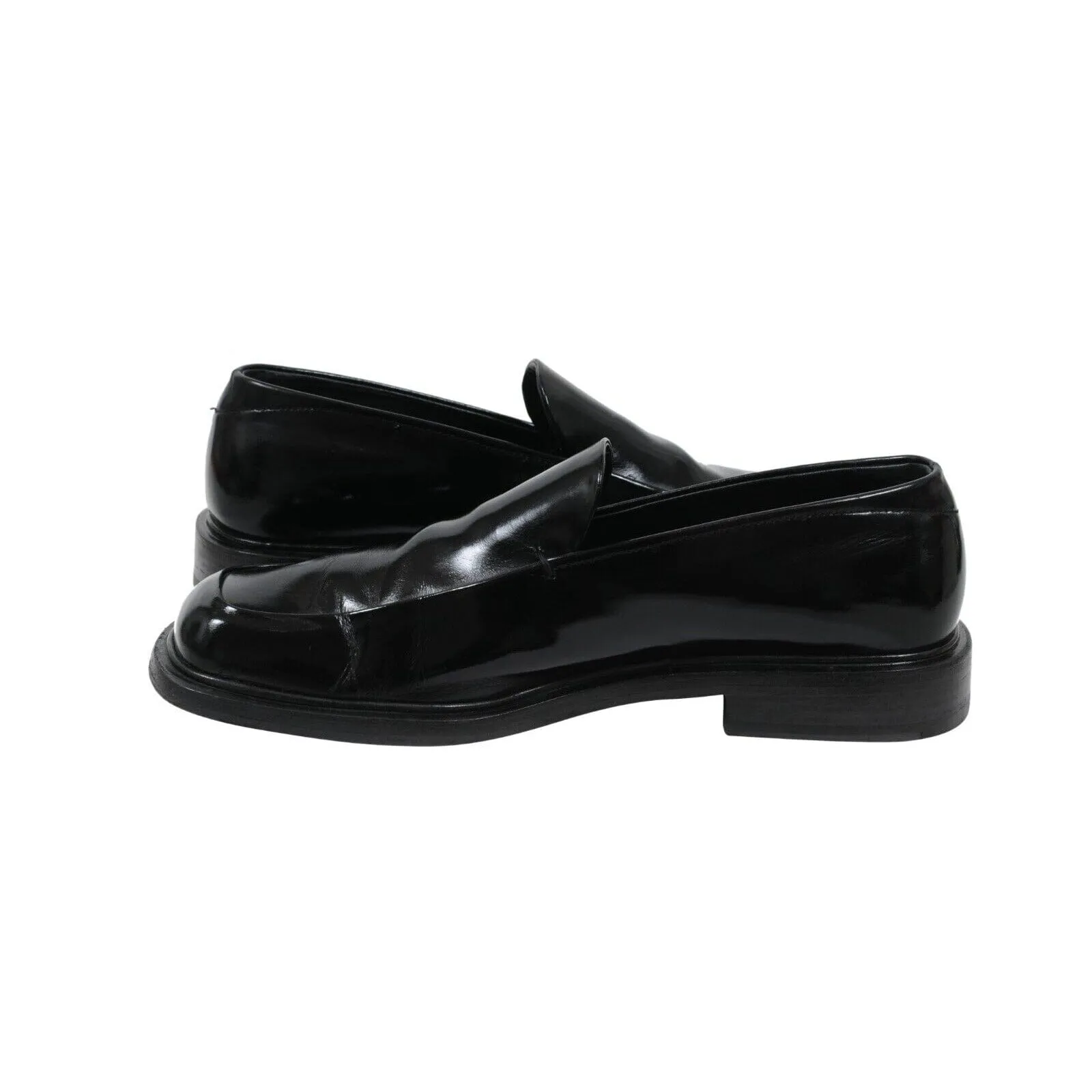 Black Leather Square Toe Vtg Penny Loafers