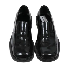 Black Leather Square Toe Vtg Penny Loafers
