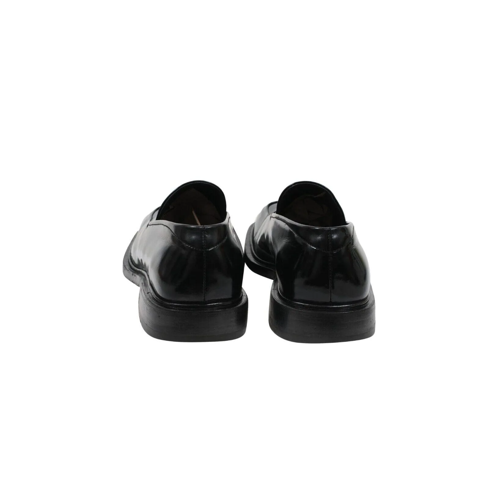 Black Leather Square Toe Vtg Penny Loafers