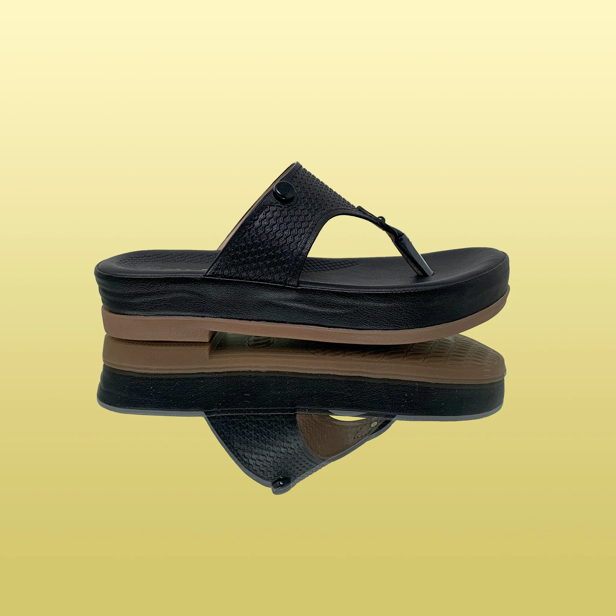 Black Textured Platform Sandals