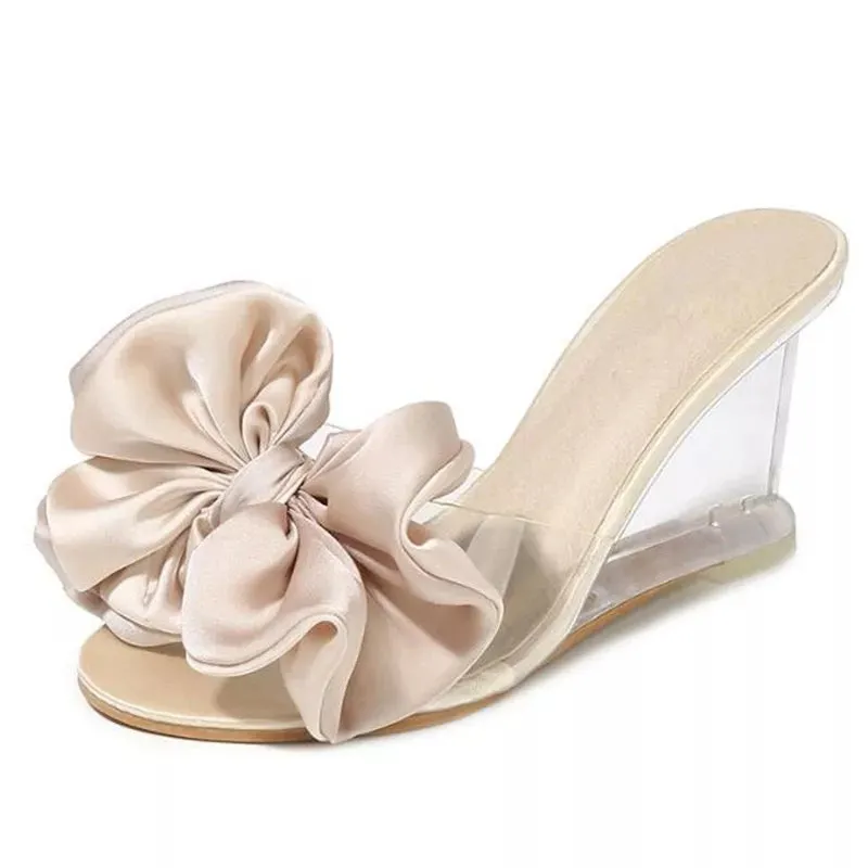 Bow-knot Transparent Heels Peep Toe Wedges