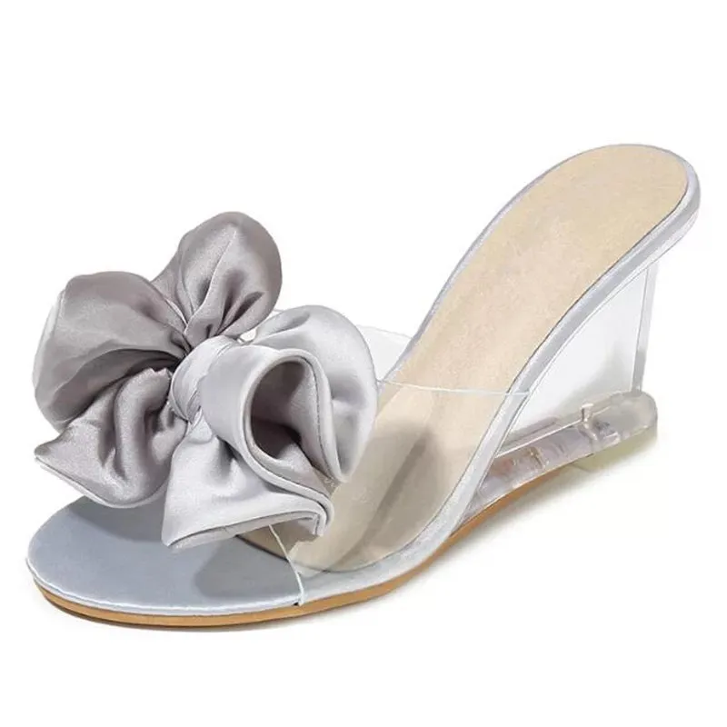 Bow-knot Transparent Heels Peep Toe Wedges