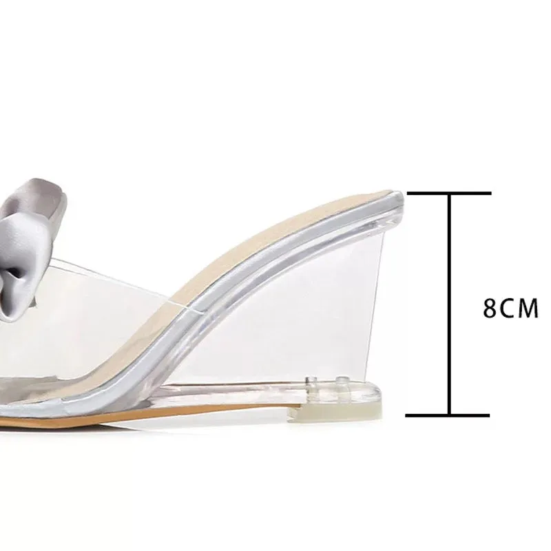 Bow-knot Transparent Heels Peep Toe Wedges