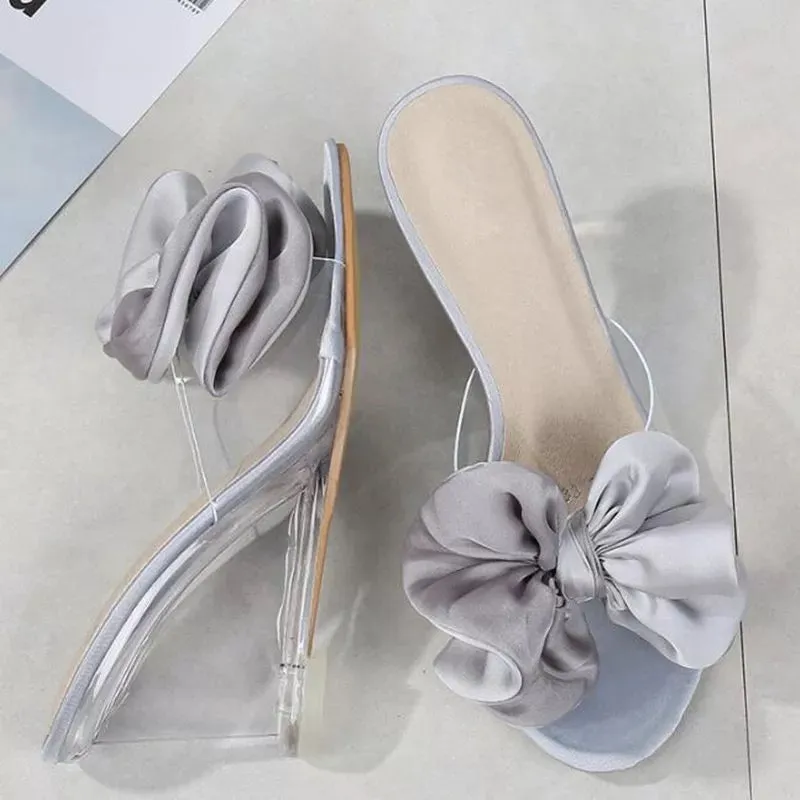 Bow-knot Transparent Heels Peep Toe Wedges