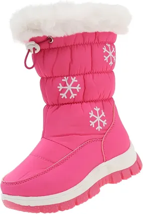Boys Girls Snow Boots Outdoor Warm Cozy Anti-Slip Mid Calf Faux Fr ining Insulated Shoes for Little/Big Kids