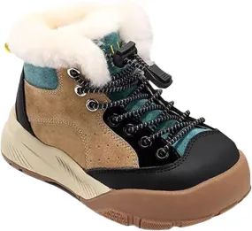 Boys Kids Snow Fuzzy Booties Lace-Up Thick Non Slip Ski Shoes Childrens Ankle Warm Comfy Fashion Shoes Chunky Sole