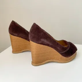 Brown Suede Y2K Wedge Heels