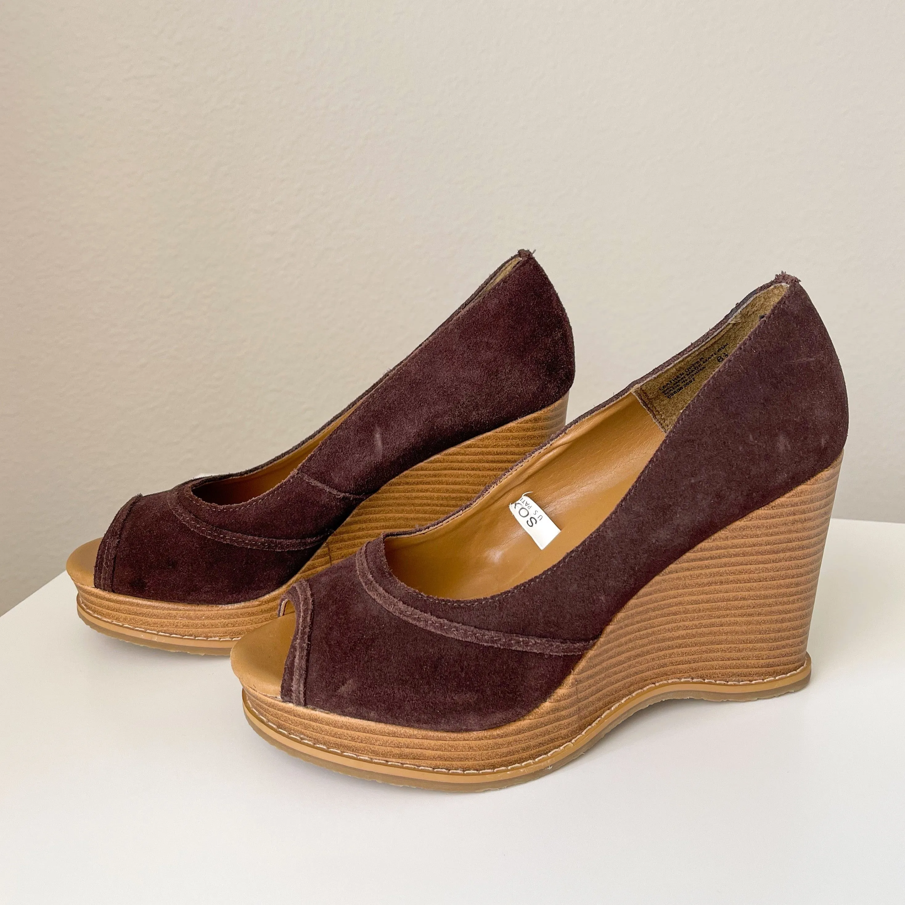 Brown Suede Y2K Wedge Heels
