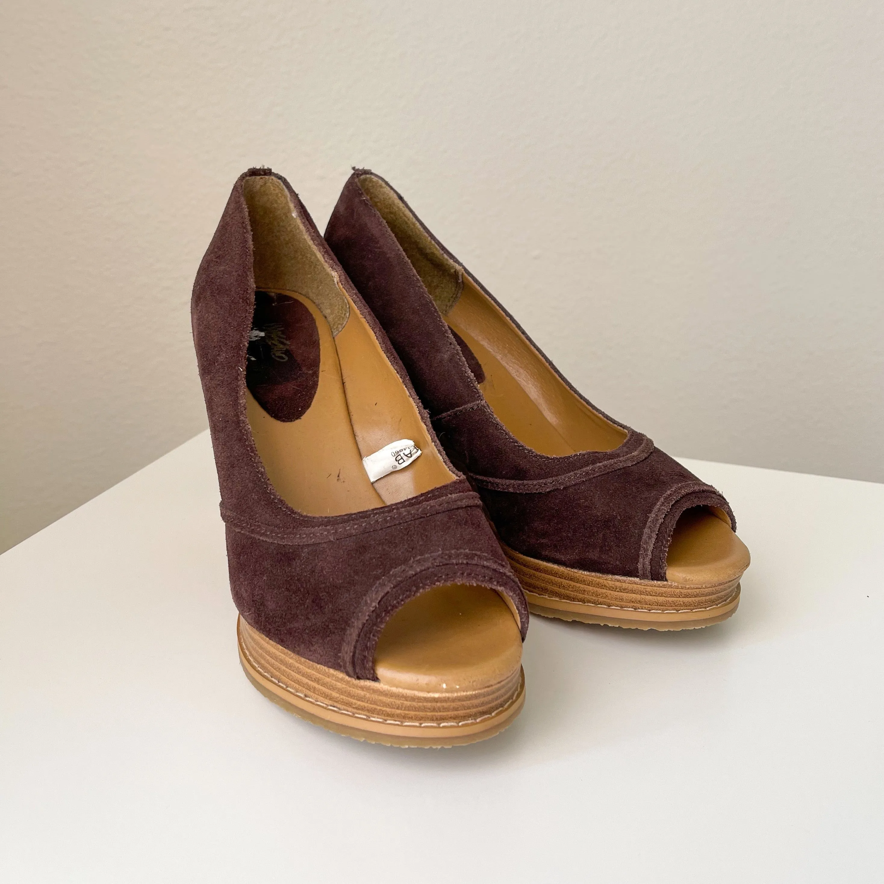 Brown Suede Y2K Wedge Heels