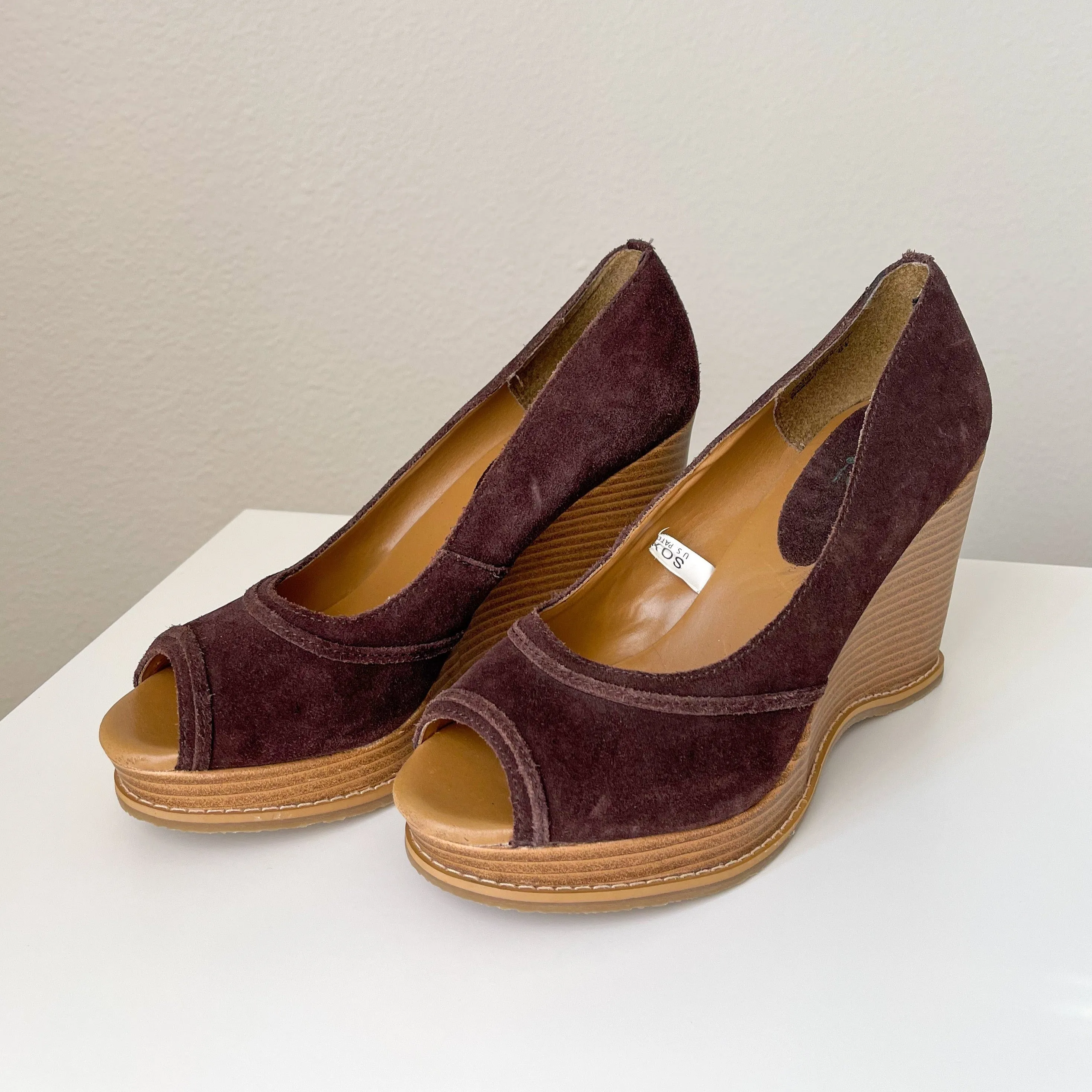 Brown Suede Y2K Wedge Heels