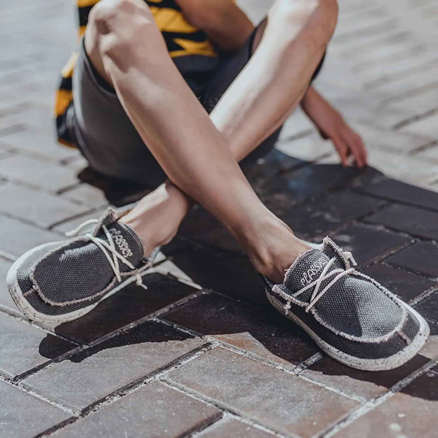 Canvas Men's Loafers & Slip-ons,Classic Comfy Breathable Mesh Boat Shoes Men,Casual Lightweight Slip Resistant Deck Shoes Mens,with Rubber Sole