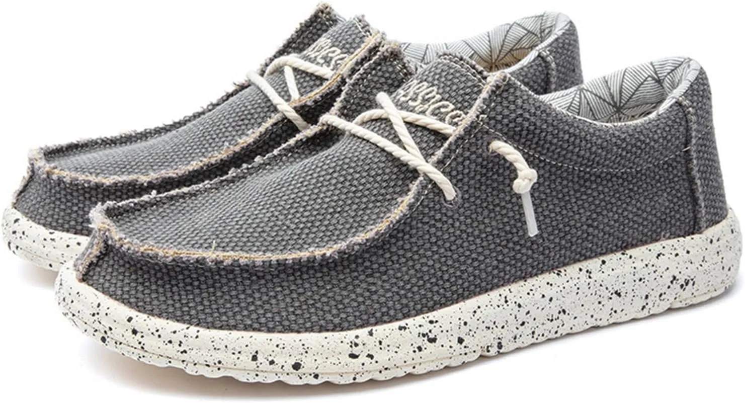 Canvas Men's Loafers & Slip-ons,Classic Comfy Breathable Mesh Boat Shoes Men,Casual Lightweight Slip Resistant Deck Shoes Mens,with Rubber Sole