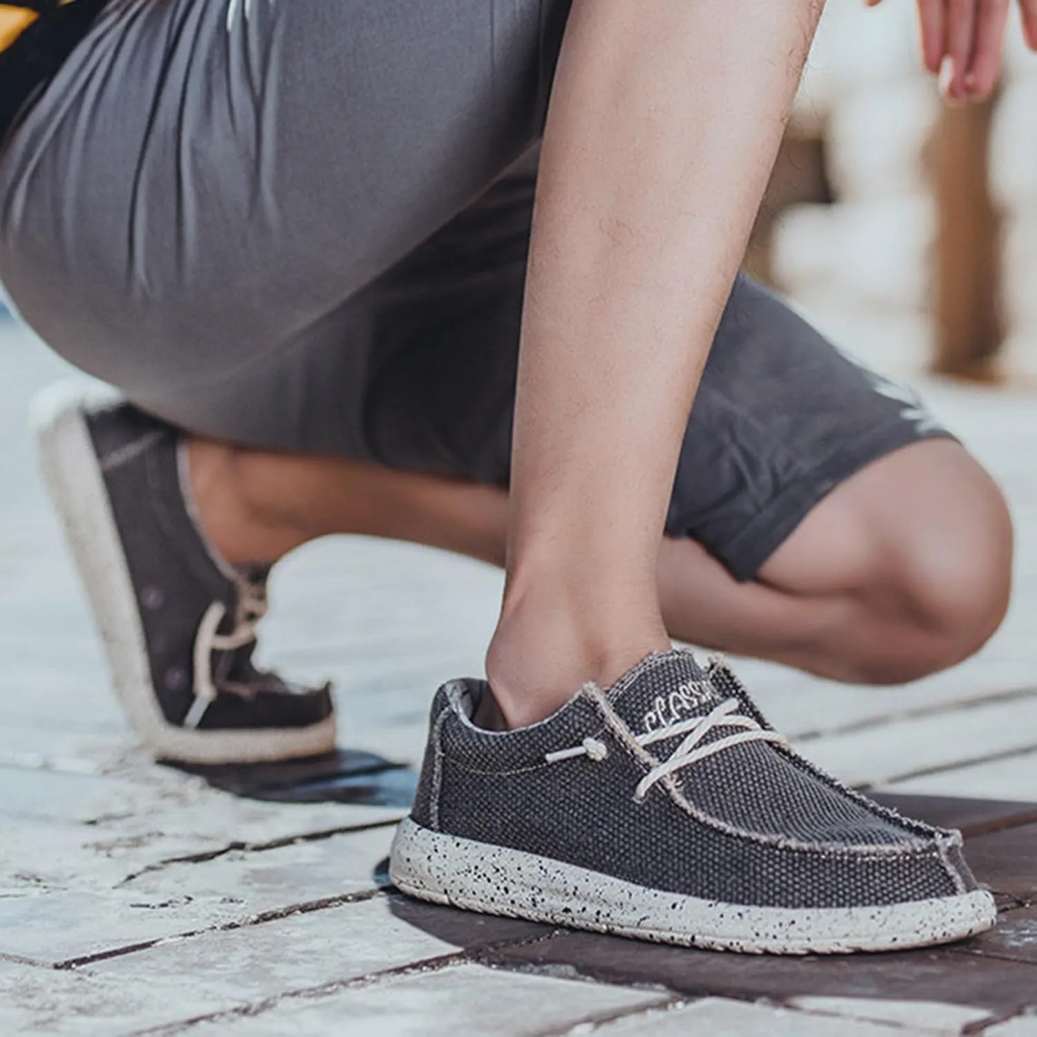 Canvas Men's Loafers & Slip-ons,Classic Comfy Breathable Mesh Boat Shoes Men,Casual Lightweight Slip Resistant Deck Shoes Mens,with Rubber Sole