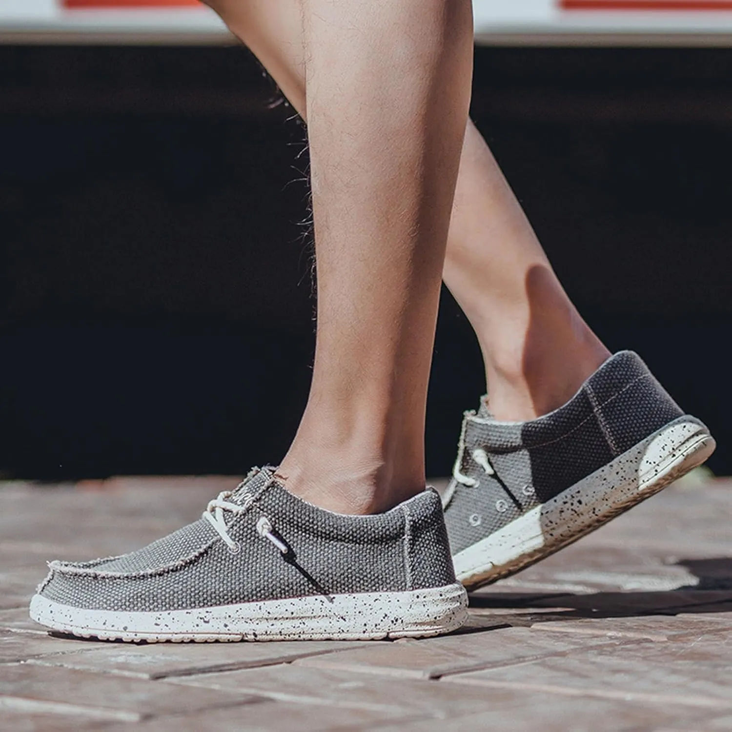 Canvas Men's Loafers & Slip-ons,Classic Comfy Breathable Mesh Boat Shoes Men,Casual Lightweight Slip Resistant Deck Shoes Mens,with Rubber Sole