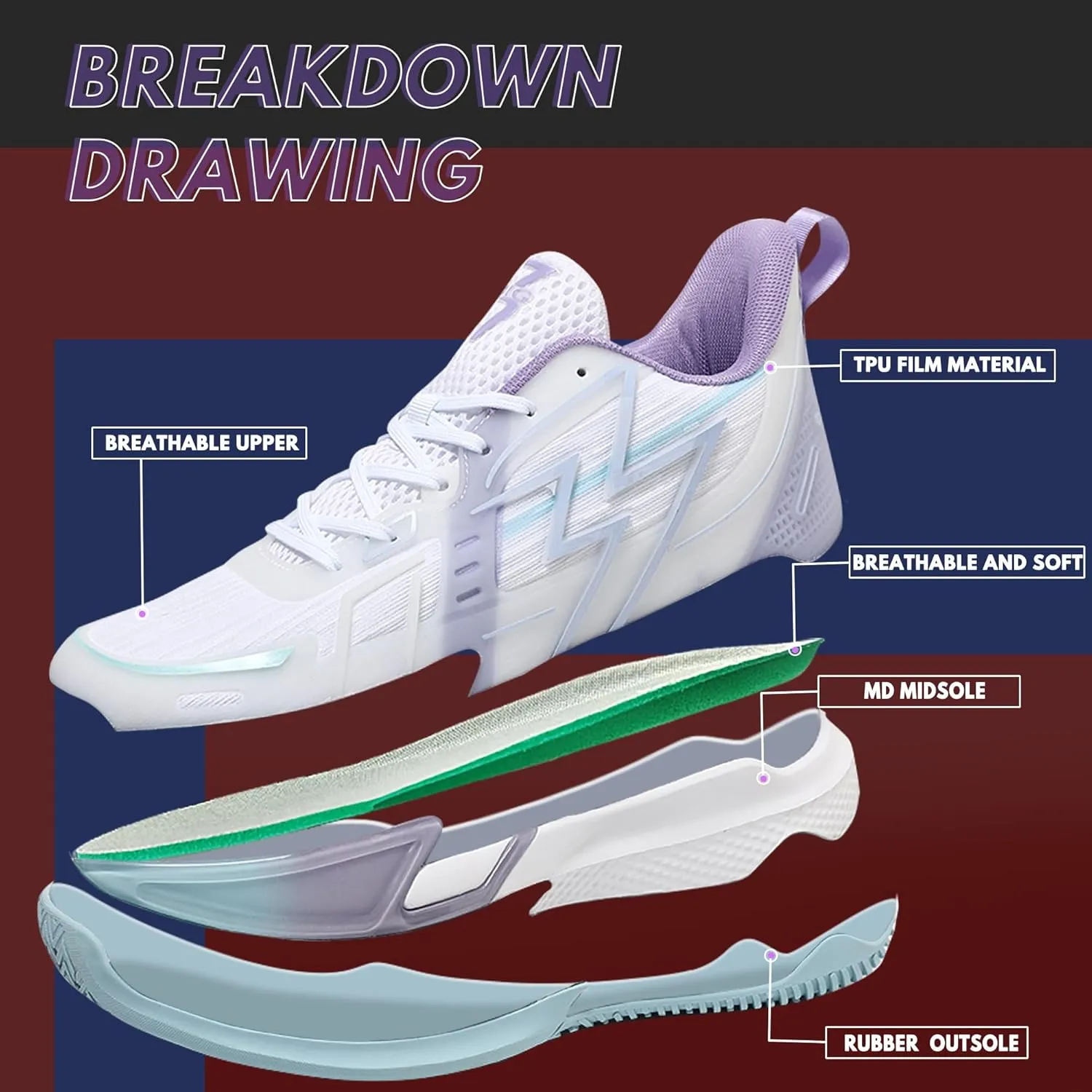 CJSPORX Men Women Basketball Shoes Breathable Non Slip Outdoor Fashion Sneakers