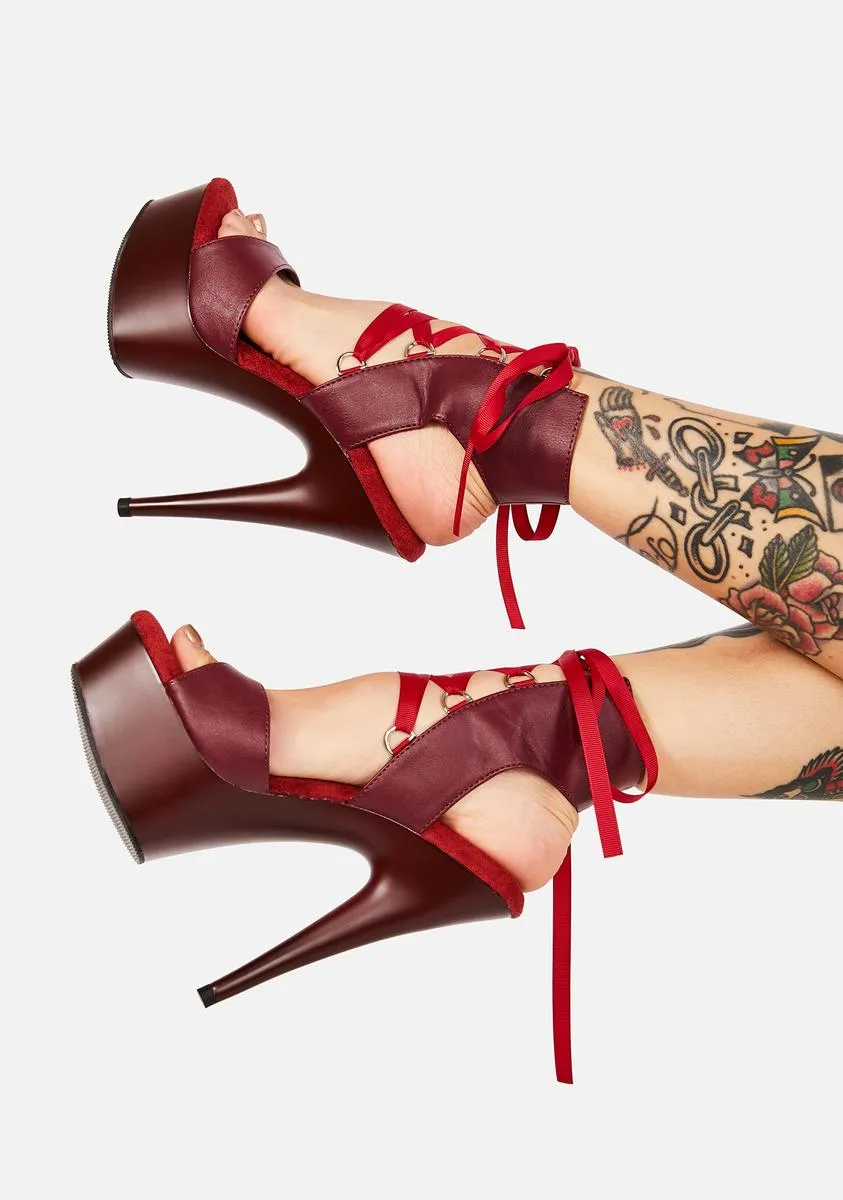 Crimson Risky Baby Platform Heels
