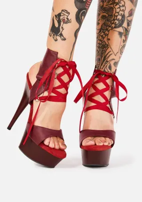 Crimson Risky Baby Platform Heels