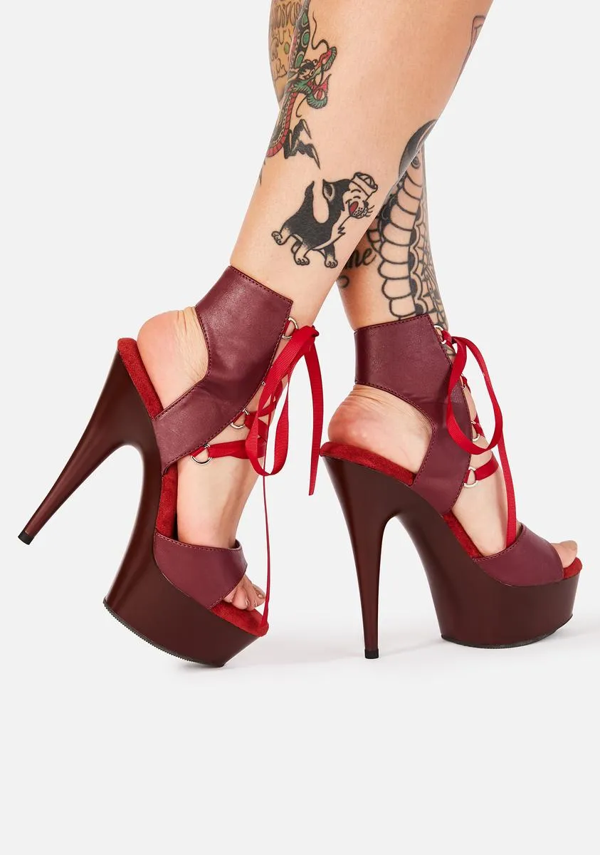 Crimson Risky Baby Platform Heels
