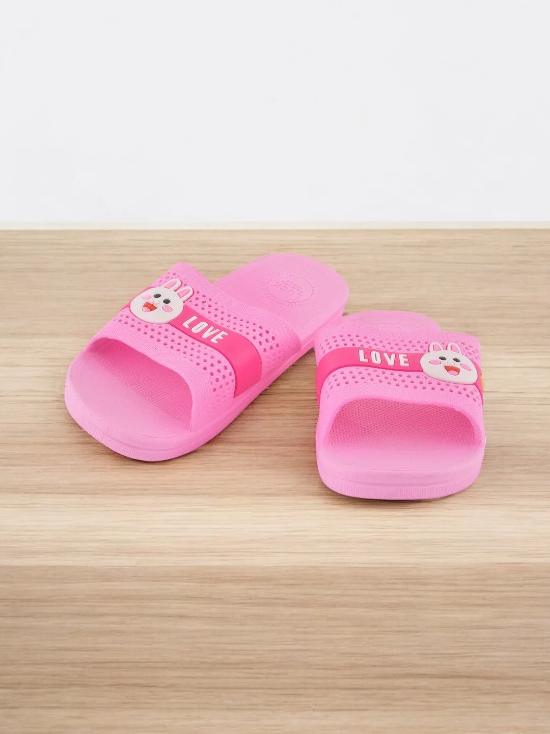 Cute Pink Bunny Design Slide with LOVE Strap for Girl's