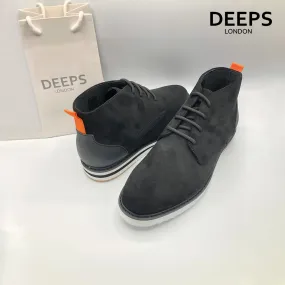 DOLCETTO LEATHER MID TOPS LACE UP MENS DESERT BOOTS BLACK
