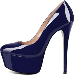 Eldof Womens High Heel Platform Pumps Round Toe Sky High Stilettoes 6" Party Dress Platform