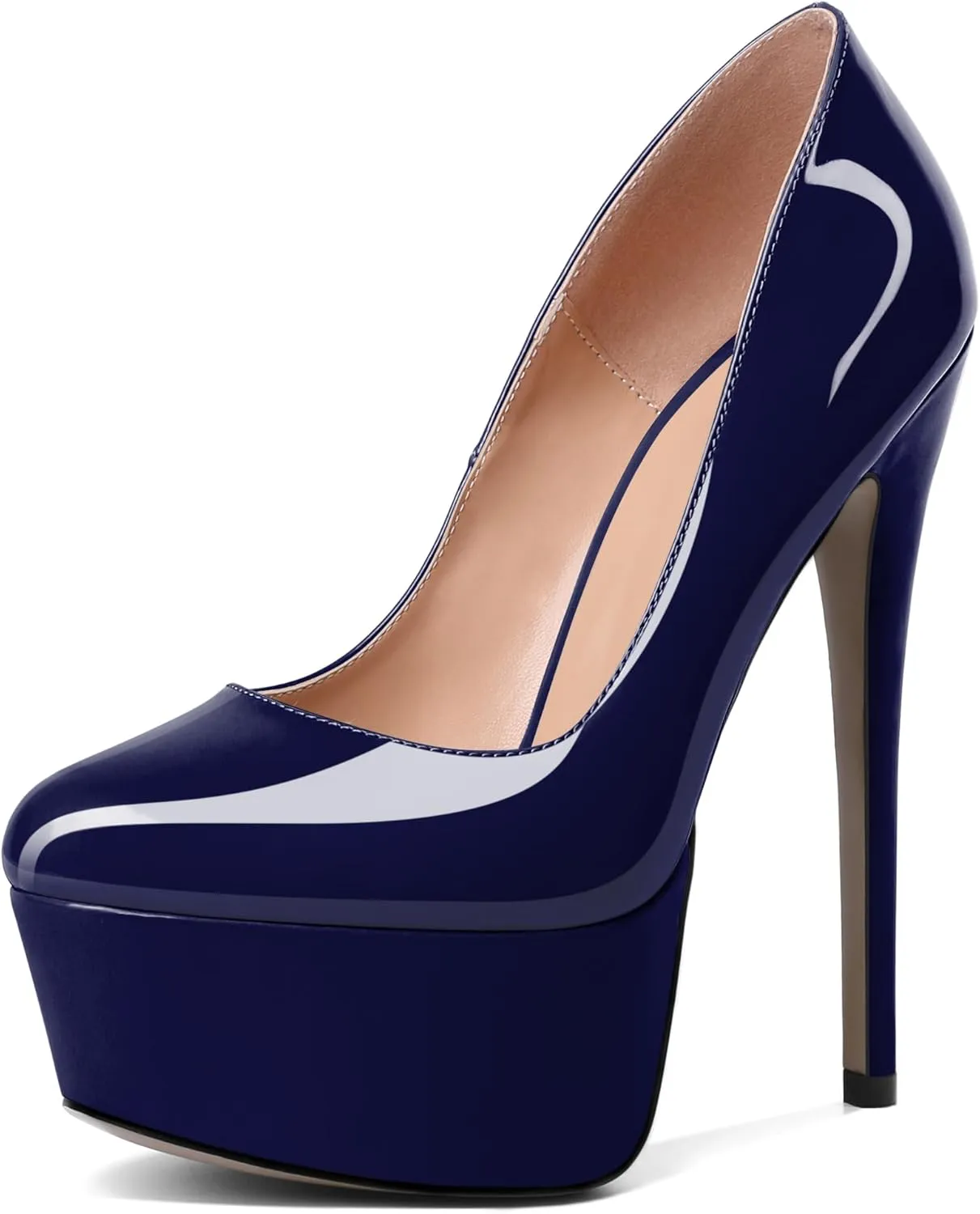 Eldof Womens High Heel Platform Pumps Round Toe Sky High Stilettoes 6" Party Dress Platform