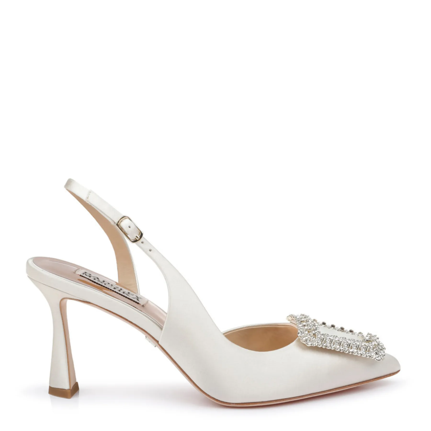 Enida - Pointed Toe Stiletto Slingback with Crystal Buckle - Ivory