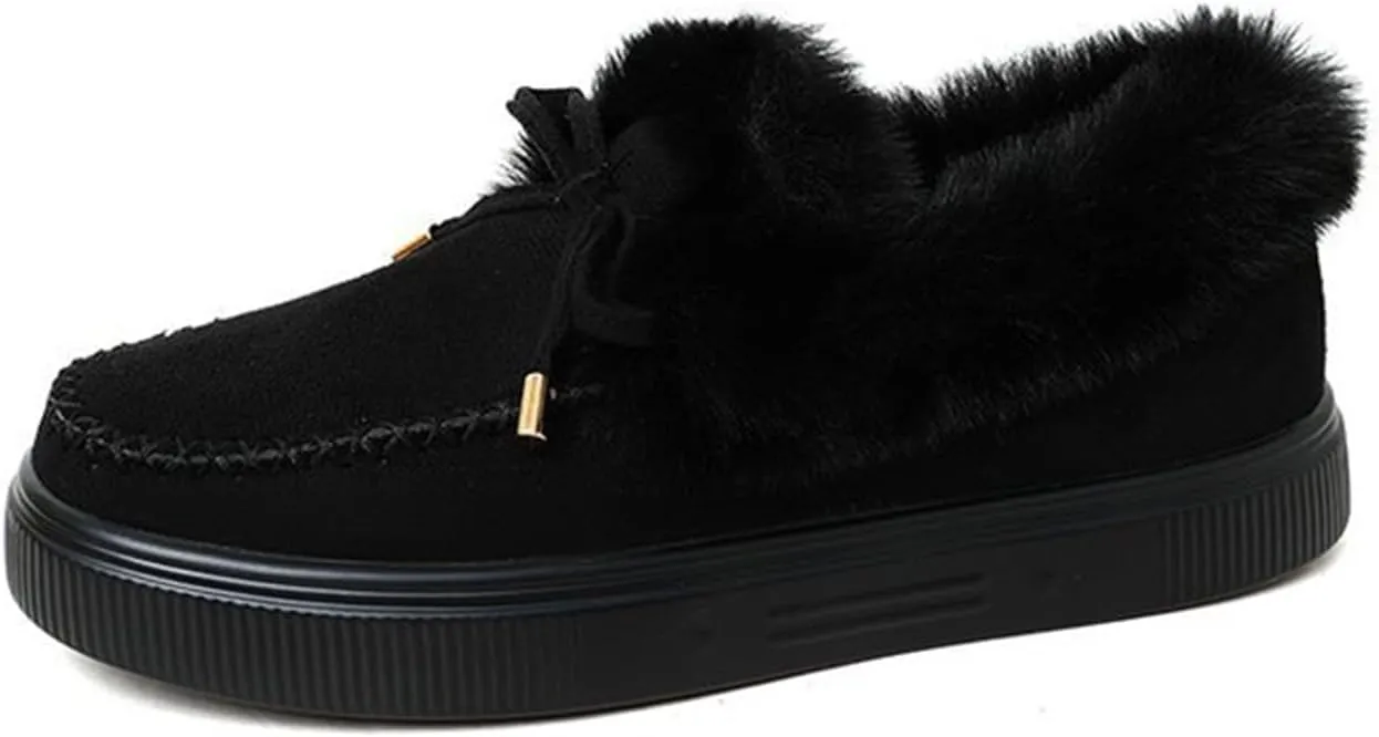 Lausiuoe Snow Boots For Women Cute Wide Calf Winter Fur Lining Warm Ankle Booties Fashion Trendy Outdoor Fuzzy Shoes 2022