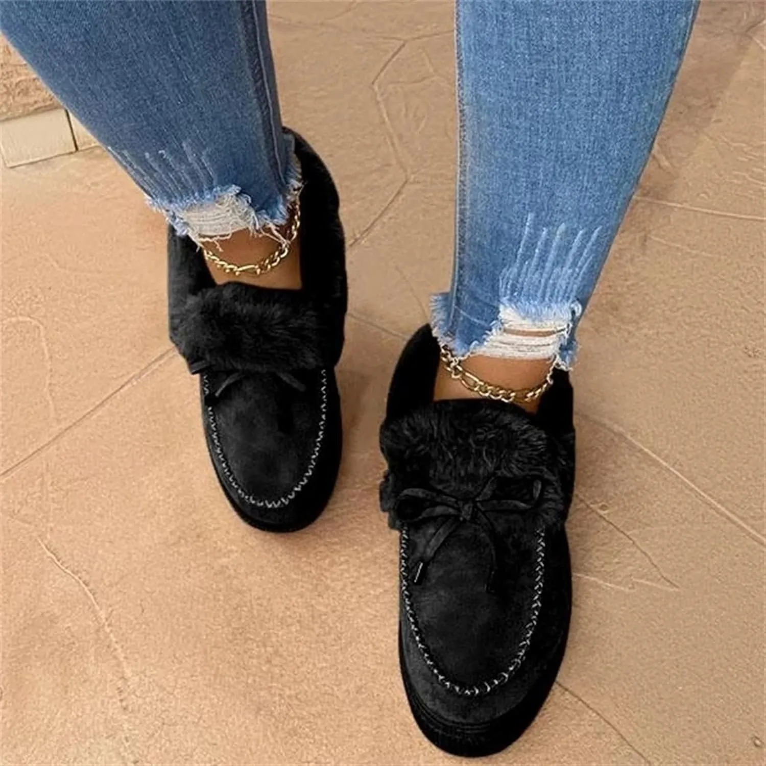Lausiuoe Snow Boots For Women Cute Wide Calf Winter Fur Lining Warm Ankle Booties Fashion Trendy Outdoor Fuzzy Shoes 2022
