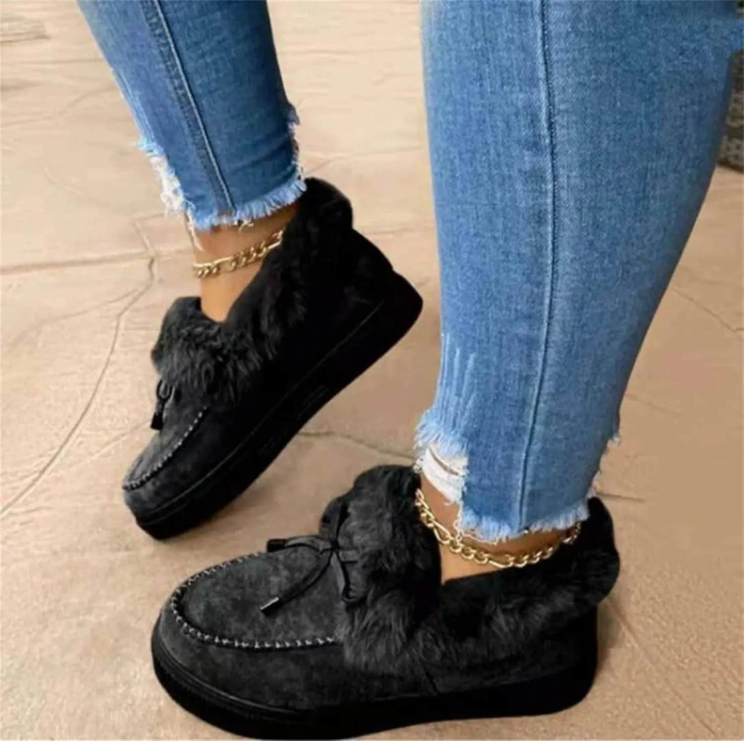 Lausiuoe Snow Boots For Women Cute Wide Calf Winter Fur Lining Warm Ankle Booties Fashion Trendy Outdoor Fuzzy Shoes 2022