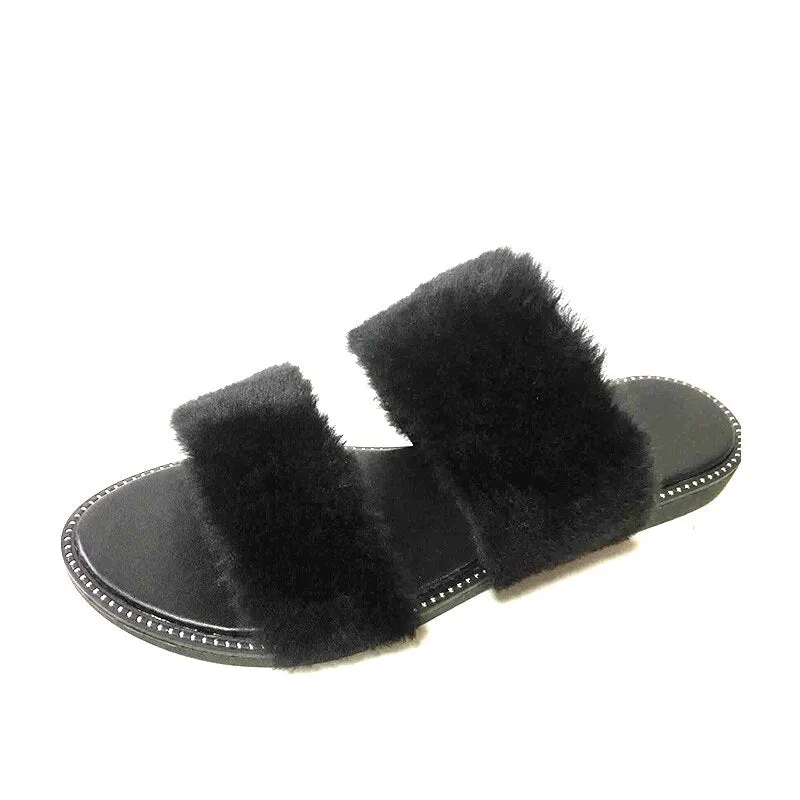 Leopard Causal Fur Slides F454