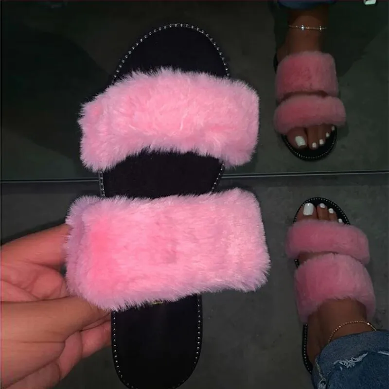Leopard Causal Fur Slides F454