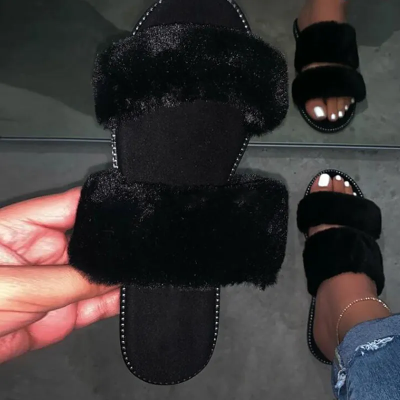 Leopard Causal Fur Slides F454