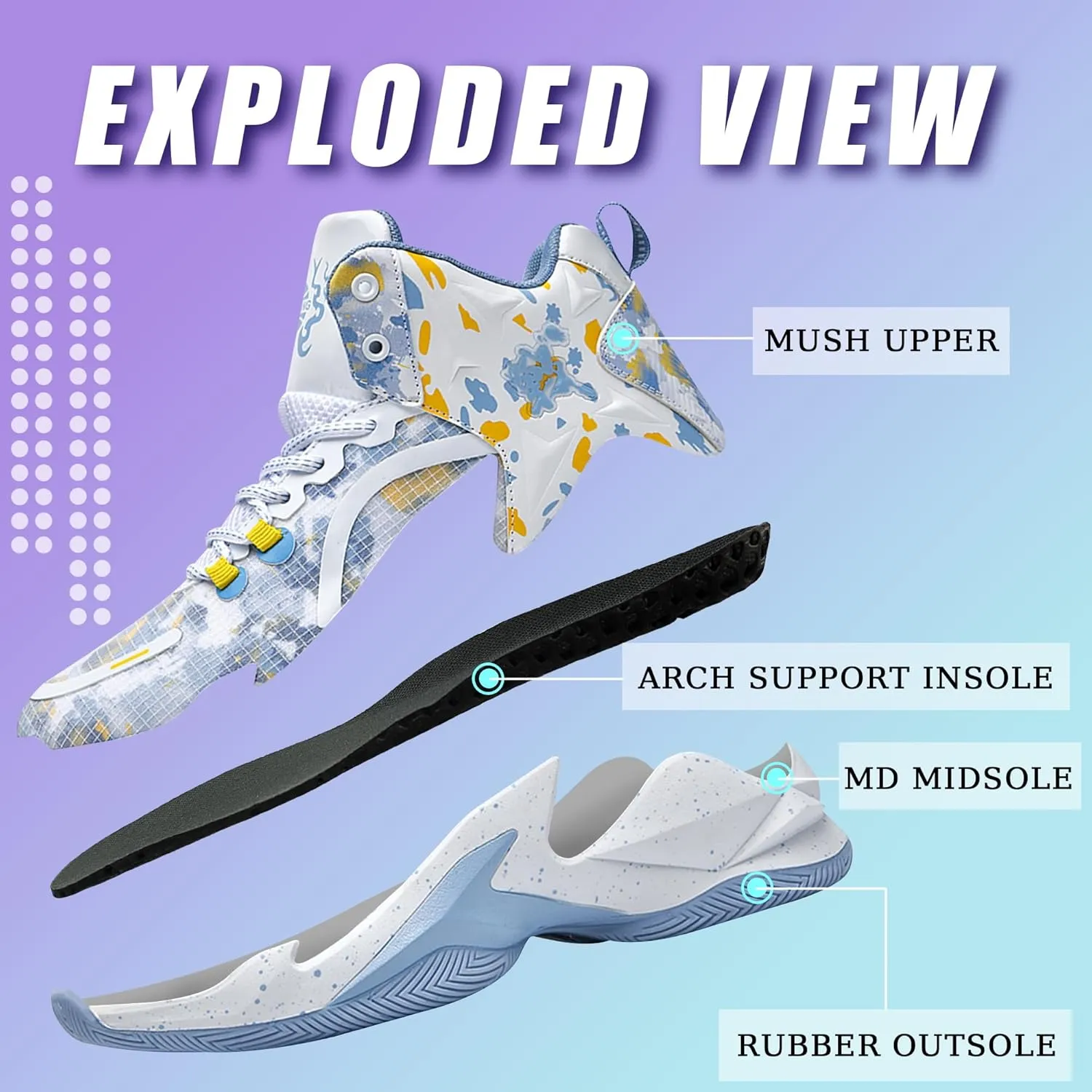 Men's Basketball Shoes Breathable Anti Slip Fashionable Graffiti Training Shoes Outdoor Shoes