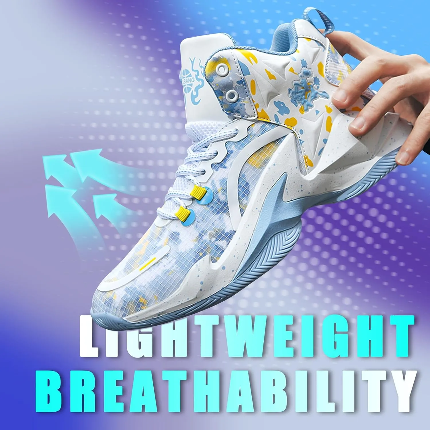 Men's Basketball Shoes Breathable Anti Slip Fashionable Graffiti Training Shoes Outdoor Shoes