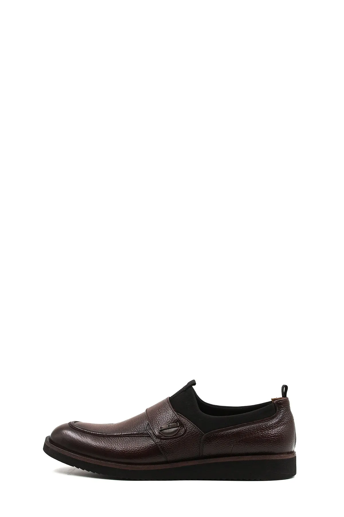 Men's Brown Leather Slip-On Loafers with Decorative Buckle - Wessi