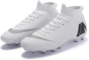 Men's Soccer Shoes Football Cleats with Lace-Up High Top Lightweight Indoor TF Turf Cleats Sneaker