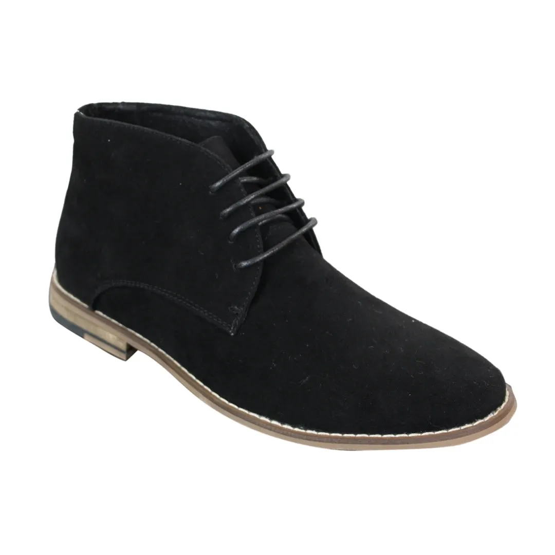 Mens Suede Ankle Boots Chelsea Laced Real Leather Lined Italian Design Smart Casual