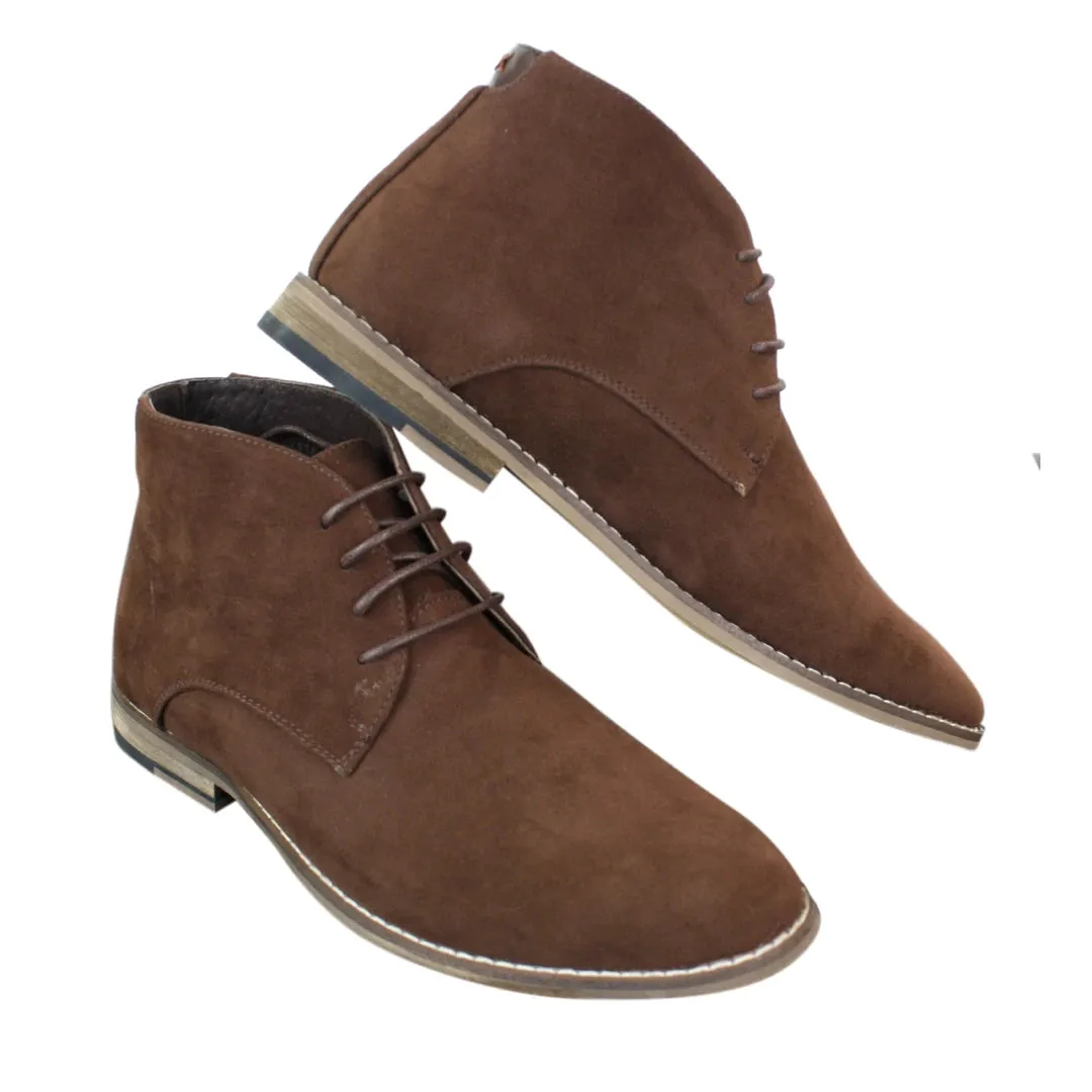 Mens Suede Ankle Boots Chelsea Laced Real Leather Lined Italian Design Smart Casual