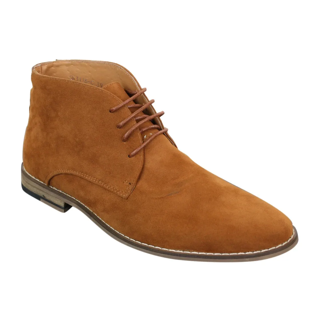 Mens Suede Ankle Boots Chelsea Laced Real Leather Lined Italian Design Smart Casual