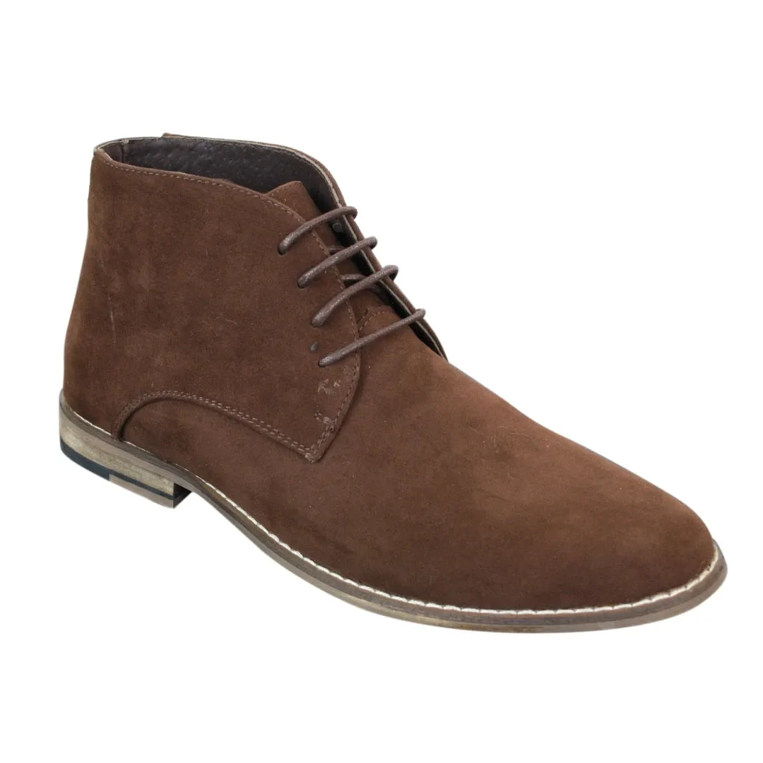 Mens Suede Ankle Boots Chelsea Laced Real Leather Lined Italian Design Smart Casual