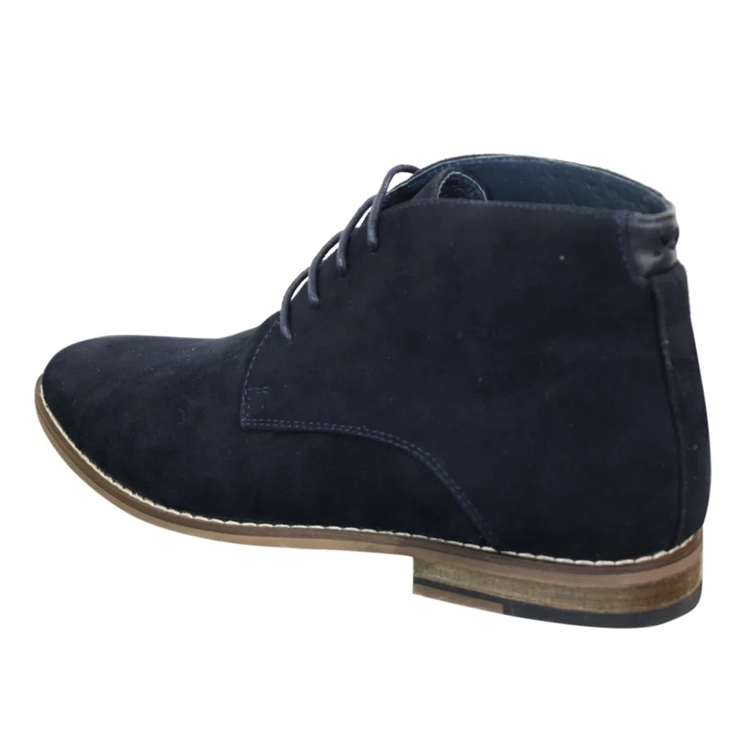 Mens Suede Ankle Boots Chelsea Laced Real Leather Lined Italian Design Smart Casual