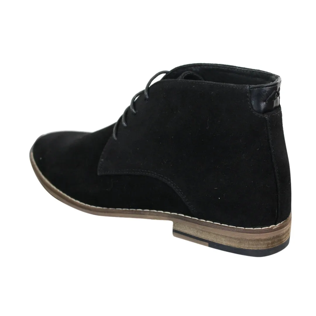 Mens Suede Ankle Boots Chelsea Laced Real Leather Lined Italian Design Smart Casual