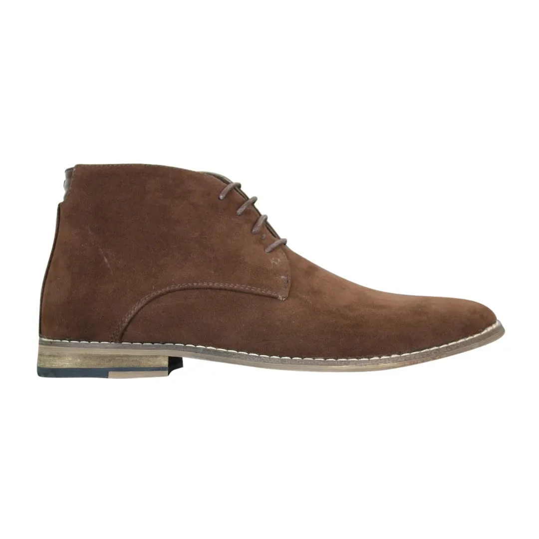 Mens Suede Ankle Boots Chelsea Laced Real Leather Lined Italian Design Smart Casual